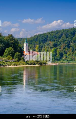 Monastero di Weltenburg sul Danubio, Gola del Danubio, Gola di Weltenburger, Gola, Giura superiore, Weltenburg, bassa Baviera. Baviera, Germania Foto Stock