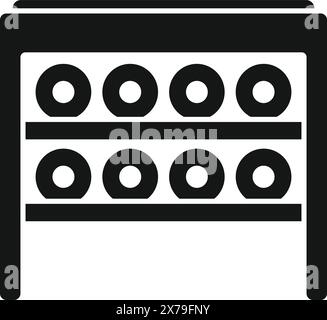Illustrazione semplificata di un mixer audio per la produzione audio con un'icona in bianco e nero Illustrazione Vettoriale