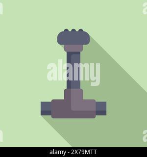Immagine vettoriale dal design piatto minimalista di un manubrio da palestra su uno sfondo verde ombreggiato Illustrazione Vettoriale