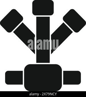 Icona geometrica astratta del carrello elevatore in bianco e nero silhouette grafica vettoriale per logo, simbolo e iconografia industriali. Perfetto per il trasporto, la logistica e le attrezzature di magazzino Illustrazione Vettoriale