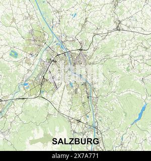 Salisburgo, Austria cartina poster art Illustrazione Vettoriale