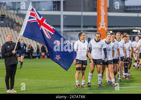 Christchurch, nuova Zelanda, 19 maggio 2024. Il capitano dei Black Ferns Kennedy Simon conduce la nuova Zelanda prima dello scontro tra i Black Ferns e il Canada al Christchurch's Apollo Projects Stadium. Crediti: James Foy/Alamy Live News Foto Stock