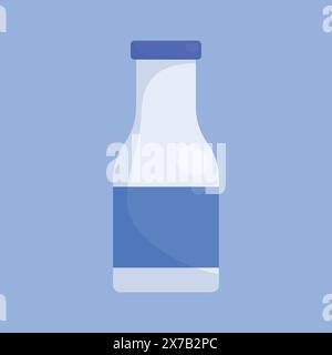 Vettore dell'icona del biberon. illustrazione del flacone di latte fresco. bottiglia di vetro per latte sano Illustrazione Vettoriale