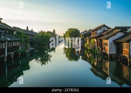 Scenario di Wuzhen, una storica città panoramica nella provincia di Zhejiang, in Cina Foto Stock