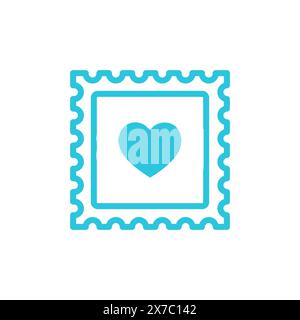 Icona timbro postale. Isolato su sfondo bianco. Dal set di icone blu. Illustrazione Vettoriale