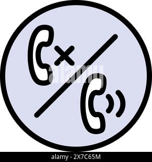 Icona del colore vettoriale del telefono. Simbolo di accettazione e rifiuto. Simbolo del ricevitore. Segnale telefonico arrotondato. Semplice pulsante vettoriale isolato su sfondo bianco. Illustrazione Vettoriale