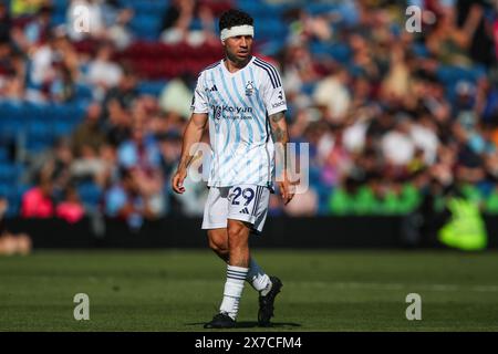 Gonzalo Montiel di Nottingham Forest durante la partita di Premier League tra Burnley e Nottingham Forest a Turf Moor, Burnley, Regno Unito, 19 maggio 2024 (foto di Gareth Evans/News Images) Foto Stock