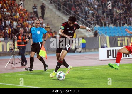 Rades, Tunisi, Tunisia. 18 maggio 2024. Marawan Attia dell'al Ahly SC in azione durante l'ultima partita di andata del club campioni africani CAF. Esperance sportive de Tunis (EST) contro al Ahly dell'Egitto allo stadio Rades. (Immagine di credito: © Chokri Mahjoub/ZUMA Press Wire) SOLO PER USO EDITORIALE! Non per USO commerciale! Foto Stock