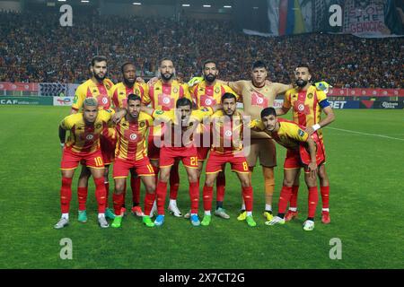 Rades, Tunisi, Tunisia. 18 maggio 2024. Squadra dell'EST durante l'ultima partita di andata del club dei campioni africani CAF. Esperance sportive de Tunis (EST) contro al Ahly dell'Egitto allo stadio Rades. (Immagine di credito: © Chokri Mahjoub/ZUMA Press Wire) SOLO PER USO EDITORIALE! Non per USO commerciale! Foto Stock