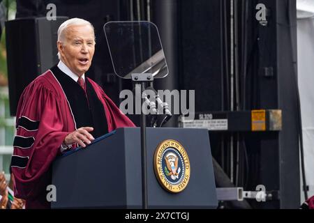 Atlanta, Stati Uniti. 19 maggio 2024. Il presidente Joe Biden pronuncia le sue osservazioni presso gli esercizi di inizio del 140th Morehouse College sul Century Campus al Morehouse College di Atlanta, Georgia, domenica 19 maggio 2024. Foto di Megan Varner/UPI credito: UPI/Alamy Live News Foto Stock