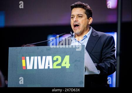 Madrid, Spagna. 19 maggio 2024. Amichai Chikli, politico di estrema destra israeliano e ministro israeliano degli affari della diaspora, visto durante la convenzione politica Europa Viva 24 organizzata dal partito di estrema destra spagnolo VOX al Palacio de Vistalegre di Madrid. Credito: SOPA Images Limited/Alamy Live News Foto Stock