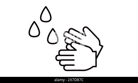 Icona lavarsi le mani. Illustrazione vettoriale in bianco e nero delle mani lavanti Illustrazione Vettoriale