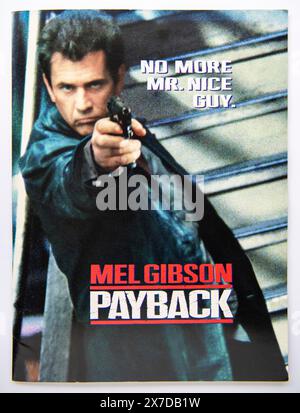 Copertina di informazioni pubblicitarie per il film Payback, un thriller d'azione uscito nel 1999 Foto Stock