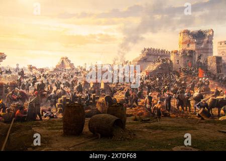 Istanbul, Turchia - 19 aprile 2022: Museo Panorama 1453. Caduta di Costantinopoli nel 1453. Catturato da Mehmet. Foto Stock