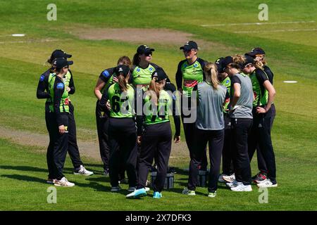 Bristol, Regno Unito, 19 maggio 2024. WESTERN Storm si accomoda durante la partita della Charlotte Edwards Cup tra Western Storm e South East Stars. Crediti: Robbie Stephenson/Gloucestershire Cricket/Alamy Live News Foto Stock