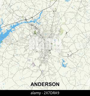 Anderson, South Carolina, USA, poster cartografici Illustrazione Vettoriale