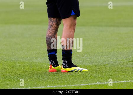 Milano Italia. 19 maggio 2024. Le scarpe Adidas Predator sono viste su Federico Dimarco durante la partita di calcio di serie A tra FC Internazionale e SS Lazio allo Stadio Giuseppe Meazza di Milano i...