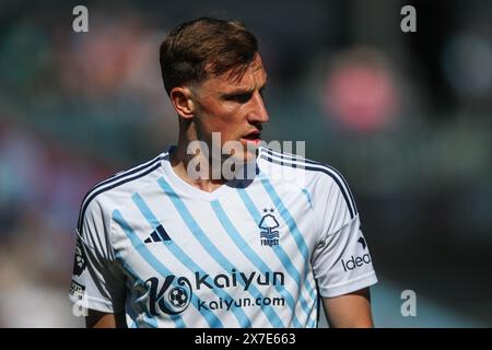 Chris Wood di Nottingham Forest durante la partita di Premier League tra Burnley e Nottingham Forest a Turf Moor, Burnley, Regno Unito, 19 maggio 2024 (foto di Gareth Evans/News Images) Foto Stock