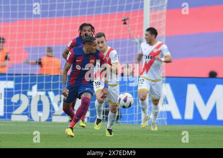 Barcellona, ESP. 19 maggio 2023. FC BARCELONA CONTRO RAYO VALLECANO. 19 maggio 2024 Raphina (11) del FC Barcelona durante la partita tra FC Barcelona e Rayo Vallecano corrispondente alla trentasette giornata di la Liga EA Sports allo Stadio Olimpico Lluis Companys di Montjuic a Barcellona, Spagna. Crediti: Rosdemora/Alamy Live News Foto Stock