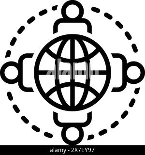 Icona per le persone connesse intorno alla terra, unità Illustrazione Vettoriale