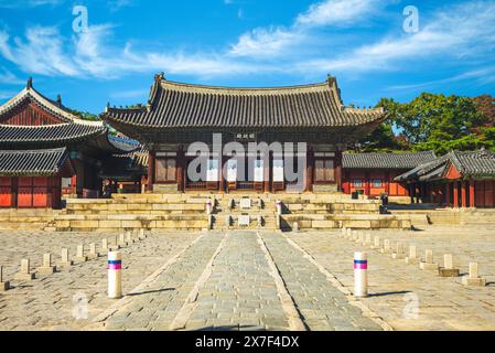 Myeongjeongjeon, sala principale di Changgyeonggung a seoul, corea del Sud. Traduzione: Myeongjeongjeon Foto Stock