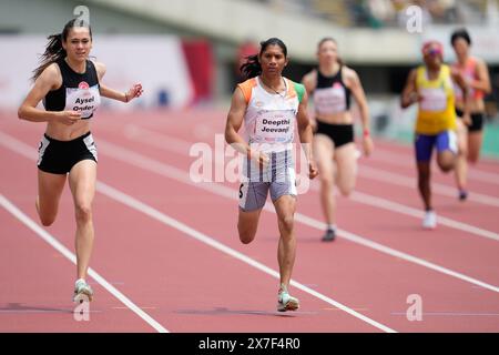 Kobe Giappone. 20 maggio 2024. Deepthijeevanji (IND), 20 MAGGIO 2024 - Atletica: Finale femminile 400m T20 al Kobe Universiade Memorial Stadium durante i Mondiali di atletica leggera di Kobe 2024 a Kobe in Giappone. Crediti: SportsPressJP/AFLO/Alamy Live News Foto Stock
