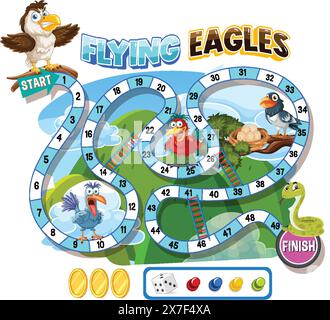 Emozionante gioco da tavolo a tema uccello per bambini Illustrazione Vettoriale