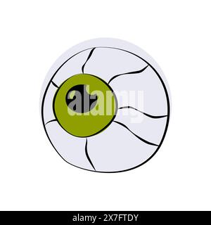 Il cartone animato Halloween eyeball. Icona occhio umano o zombie di Halloween, elemento per il design. Stile della linea Illustrazione Vettoriale