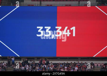 Londra, Regno Unito. 19 maggio 2024. La partecipazione del giorno della partita durante la finale di play-off di Crawley Town FC contro Crewe Alexandra FC al Wembley Stadium, Londra, Inghilterra, Regno Unito il 19 maggio 2024 Credit: Every Second Media/Alamy Live News Foto Stock