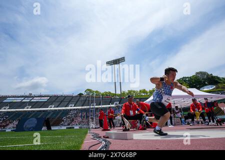 Kobe, Giappone. 20 maggio 2024. Huang Jun della Cina gareggia durante la finale Men's Shot Put F41 ai Campionati del mondo di atletica leggera di Kobe, Giappone, 20 maggio 2024. Crediti: Zhang Xiaoyu/Xinhua/Alamy Live News Foto Stock
