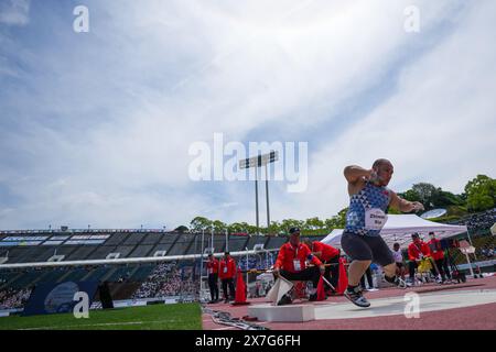 Kobe, Giappone. 20 maggio 2024. Xia Zhiwei della Cina gareggia durante la finale Men's Shot Put F41 ai Campionati del mondo di atletica leggera di Kobe, Giappone, 20 maggio 2024. Crediti: Zhang Xiaoyu/Xinhua/Alamy Live News Foto Stock