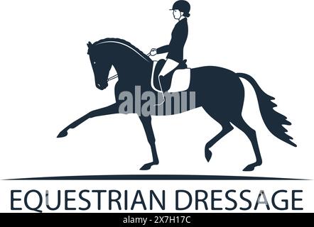 Disegna Vector con atleta equestre e cavallo Illustrazione Vettoriale