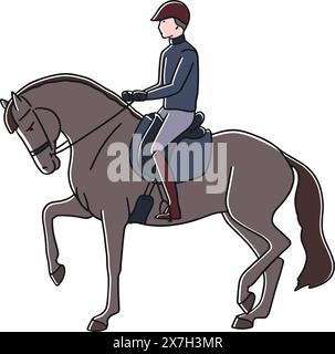 Sport equestre, dressage atleta equitazione Illustrazione Vettoriale