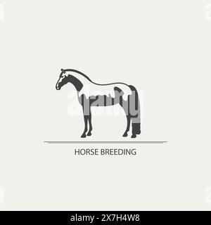 Logo, silhouette cavallo, vettoriale Illustrazione Vettoriale