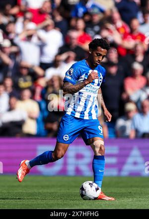 Joao Pedro di Brighton e Hove Albion in azione durante la partita di Premier League all'Amex Stadium di Brighton e Hove. Data foto: Domenica 19 maggio 2024. Foto Stock