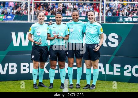 Tilburg, Paesi Bassi. 20 maggio 2024. TILBURG, PAESI BASSI - 20 MAGGIO: 4° ufficiale Wendy Gijsbers, arbitro Shona Shukrula, assistente arbitro Franca Overtoom e assistente arbitro Diana Snoeren in posa durante la finale di TOTO KNVB Cup tra Ajax e fortuna Sittard al Koning Willem II Stadion il 20 maggio 2024 a Tilburg, Paesi Bassi. (Foto di Joris Verwijst/Orange Pictures) credito: Orange Pics BV/Alamy Live News Foto Stock