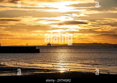 Tramonto a Elie, Fife, Scozia, Regno Unito Foto Stock