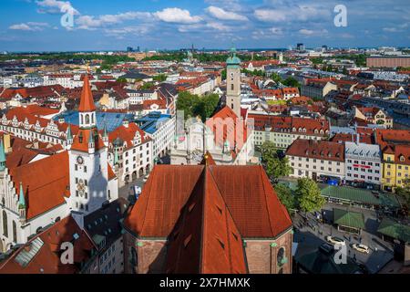 Skyline della città, Monaco, Baviera, Germania Foto Stock