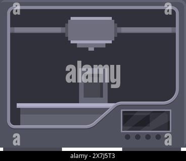 Illustrazione vettoriale piatta di una stampante 3d moderna ed elegante, ideale per i contenuti tecnici Illustrazione Vettoriale