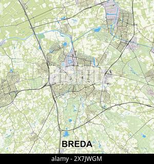 Breda, Paesi Bassi poster cartina art Illustrazione Vettoriale