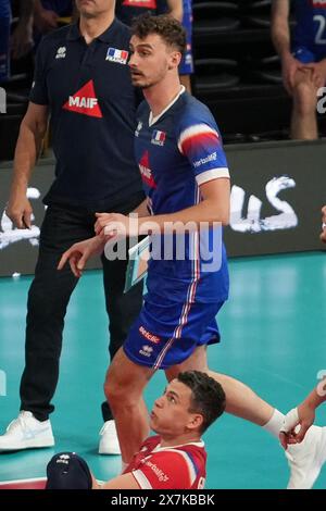 Jean Patry di Francia durante la partita internazionale di pallavolo amichevole tra Francia e Paesi Bassi del 18 maggio 2024 alla Co'Met Arena di Orléans, Francia - foto Laurent Lairys / DPPI Foto Stock