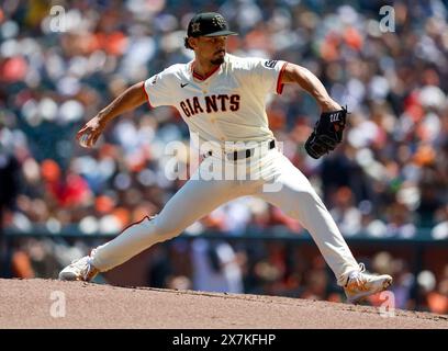 San Francisco, Stati Uniti. 19 maggio 2024. Il lanciatore titolare dei San Francisco Giants Jordan Hicks (12) lancia contro i Colorado Rockies nel terzo inning all'Oracle Park di San Francisco domenica 19 maggio 2024. (Foto di Nhat V. Meyer/Bay area News Group/TNS/Sipa USA) credito: SIPA USA/Alamy Live News Foto Stock