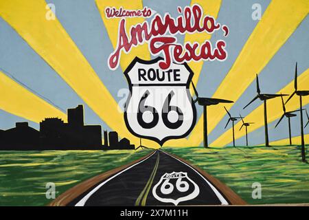 Route 66 murale, Amarillo, Texas Foto Stock