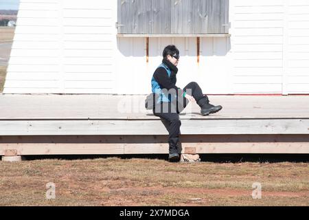 Rilassati presso il faro di Port Borden Front Range a Borden-Carleton, Prince Edward Island, Canada Foto Stock