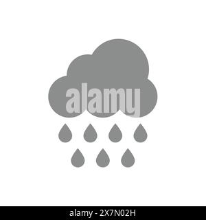 Icona vettoriale nuvola e pioggia. Meteo piovoso e simbolo delle previsioni. Illustrazione Vettoriale
