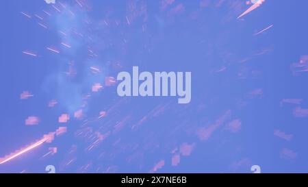 Radiant Ascent: Un viaggio attraverso la luce e le nuvole Foto Stock