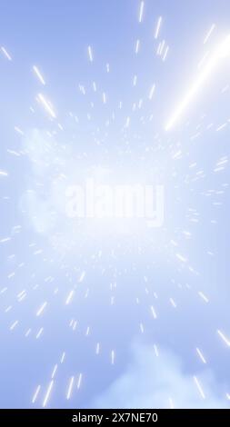 Radiant Ascent: Un viaggio attraverso la luce e le nuvole Foto Stock