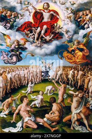 Il giudizio universale, dipinto ad olio su legno di Joos van Cleve, 1525-1530 Foto Stock