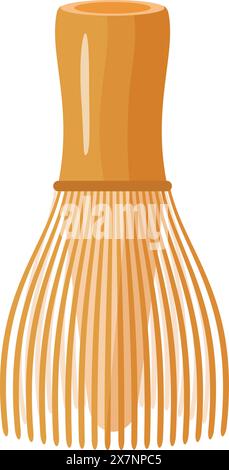 Frusta in legno matcha su sfondo bianco Illustrazione Vettoriale