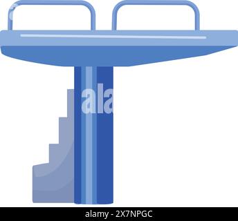 Grafica vettoriale di un trampolino blu stilizzato con gradini Illustrazione Vettoriale